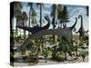 A Herd of Diplodocus Dinosaurs Feeding on Plants-Stocktrek Images-Stretched Canvas