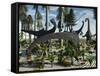 A Herd of Diplodocus Dinosaurs Feeding on Plants-Stocktrek Images-Framed Stretched Canvas