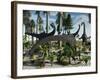 A Herd of Diplodocus Dinosaurs Feeding on Plants-Stocktrek Images-Framed Photographic Print