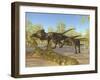 A Herd of Dracorex Dinosaurs Walk Through a Carboniferous Forest-null-Framed Art Print