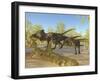 A Herd of Dracorex Dinosaurs Walk Through a Carboniferous Forest-null-Framed Art Print