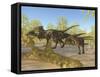 A Herd of Dracorex Dinosaurs Walk Through a Carboniferous Forest-null-Framed Stretched Canvas