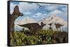 A Herd of Duckbilled Corythosaurus Dinosaurs-null-Framed Stretched Canvas