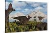 A Herd of Duckbilled Corythosaurus Dinosaurs-null-Stretched Canvas