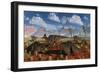 A Herd of Duckbilled Corythosaurus Dinosaurs-null-Framed Premium Giclee Print