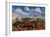 A Herd of Duckbilled Corythosaurus Dinosaurs-null-Framed Art Print