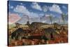 A Herd of Duckbilled Corythosaurus Dinosaurs-null-Stretched Canvas