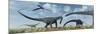 A Herd of Giant Diplodocus Dinosaurs Grazing-null-Mounted Art Print