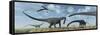 A Herd of Giant Diplodocus Dinosaurs Grazing-null-Framed Stretched Canvas