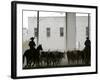 A Herd of Longhorn Cattle is Rounded up to Go Through Downtown Dallas-null-Framed Photographic Print