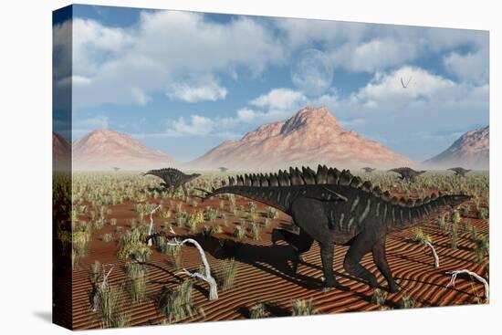 A Herd of Miragaia Dinosaurs Migrating-null-Stretched Canvas