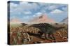 A Herd of Miragaia Dinosaurs Migrating-null-Stretched Canvas