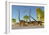 A Herd of Omeisaurus Dinosaurs Traveling Through a Jurassic Forest-Stocktrek Images-Framed Art Print