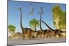 A Herd of Omeisaurus Dinosaurs Traveling Through a Jurassic Forest-Stocktrek Images-Mounted Art Print