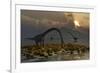 A Herd of Omeisaurus Sauropod Dinosaurs Grazing-null-Framed Art Print