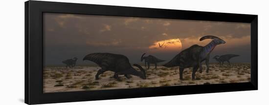 A Herd of Parasaurolophus Dinosaurs at Dawn-Stocktrek Images-Framed Art Print
