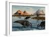 A Herd of Parasaurolophus Duckbill Dinosaurs Grazing-null-Framed Art Print