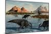 A Herd of Parasaurolophus Duckbill Dinosaurs Grazing-null-Mounted Art Print