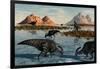 A Herd of Parasaurolophus Duckbill Dinosaurs Grazing-null-Framed Art Print