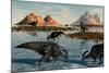 A Herd of Parasaurolophus Duckbill Dinosaurs Grazing-null-Mounted Art Print