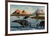 A Herd of Parasaurolophus Duckbill Dinosaurs Grazing-null-Framed Art Print