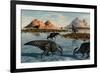 A Herd of Parasaurolophus Duckbill Dinosaurs Grazing-null-Framed Art Print