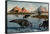 A Herd of Parasaurolophus Duckbill Dinosaurs Grazing-null-Framed Stretched Canvas