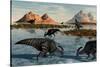 A Herd of Parasaurolophus Duckbill Dinosaurs Grazing-null-Stretched Canvas