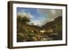 A Herd of Reindeer Fording a Stream in a Mountainous Landscape-Carl-henrik Bogh-Framed Giclee Print