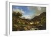 A Herd of Reindeer Fording a Stream in a Mountainous Landscape-Carl-henrik Bogh-Framed Giclee Print