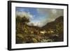 A Herd of Reindeer Fording a Stream in a Mountainous Landscape-Carl-henrik Bogh-Framed Giclee Print