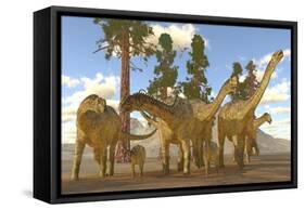 A Herd of Sauropod Uberabatitan Dinosaurs-Stocktrek Images-Framed Stretched Canvas