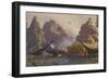 A Herd of Sauroposeidon Dinosaurs Drinking from a River-Stocktrek Images-Framed Premium Giclee Print