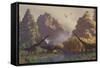 A Herd of Sauroposeidon Dinosaurs Drinking from a River-Stocktrek Images-Framed Stretched Canvas