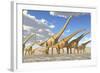 A Herd of Sauroposeidon Dinosaurs-Stocktrek Images-Framed Art Print