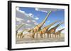 A Herd of Sauroposeidon Dinosaurs-Stocktrek Images-Framed Art Print