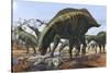 A Herd of Shantungosaurus Dinosaurs Scavenging for Food-null-Stretched Canvas