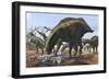 A Herd of Shantungosaurus Dinosaurs Scavenging for Food-null-Framed Premium Giclee Print