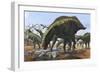 A Herd of Shantungosaurus Dinosaurs Scavenging for Food-null-Framed Premium Giclee Print