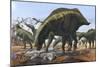 A Herd of Shantungosaurus Dinosaurs Scavenging for Food-null-Mounted Premium Giclee Print