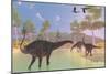 A Herd of Spinophorosaurus Dinosaurs Drinking at a River-Stocktrek Images-Mounted Art Print