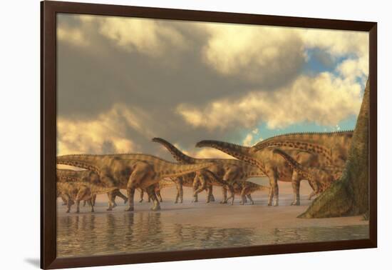 A Herd of Spinosphorosaurus-Stocktrek Images-Framed Art Print