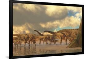 A Herd of Spinosphorosaurus-Stocktrek Images-Framed Art Print