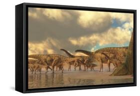 A Herd of Spinosphorosaurus-Stocktrek Images-Framed Stretched Canvas