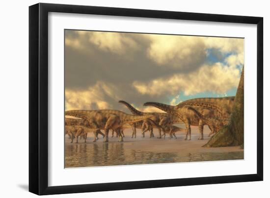 A Herd of Spinosphorosaurus-Stocktrek Images-Framed Art Print