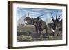 A Herd of Styracosaurus Dinosaurs During Earth's Cretaceous Period-Stocktrek Images-Framed Premium Giclee Print