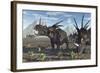 A Herd of Styracosaurus Dinosaurs During Earth's Cretaceous Period-Stocktrek Images-Framed Art Print