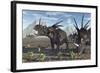 A Herd of Styracosaurus Dinosaurs During Earth's Cretaceous Period-Stocktrek Images-Framed Art Print