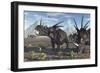 A Herd of Styracosaurus Dinosaurs During Earth's Cretaceous Period-Stocktrek Images-Framed Art Print