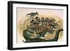 A Herd of Triceratops Defend their Territory Against a Pair of Tyrannosaurus Rex-null-Framed Premium Giclee Print